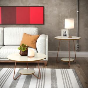 Conjunto Mesa de Centro e Lateral Liz Off White - Móveis Ideal - Casa & Estilo