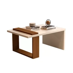 Mesa De Centro Sala JB 8020 Pérola com Caramelo - Design Casa - Mobília Moderna